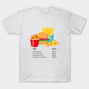 Fast Food Menu items Design T-Shirt